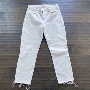 L’AGENCE Sada Cropped Jean Womens Sz 27 Cream Frayed Hem Slim High Rise